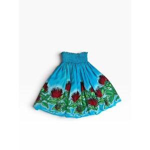 Blue Green Red LEHUA BLOSSOM HAWAIIAN PAU PA'U HULA SKIRT HAWAII 26-44" Adjust